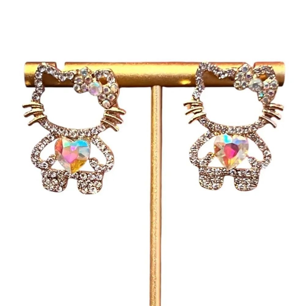 💎2/$30💎 Iridescent Crystal Hello Kitty Earrings